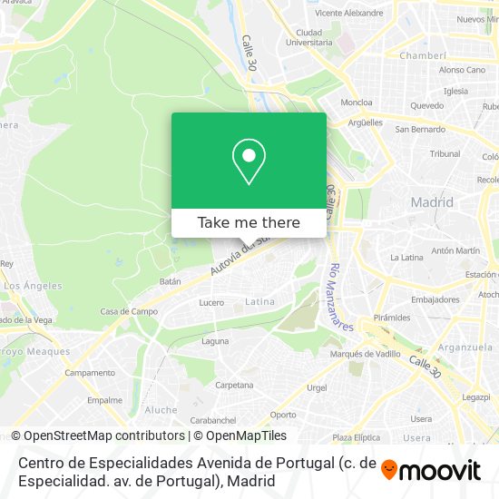 mapa Centro de Especialidades Avenida de Portugal (c. de Especialidad. av. de Portugal)
