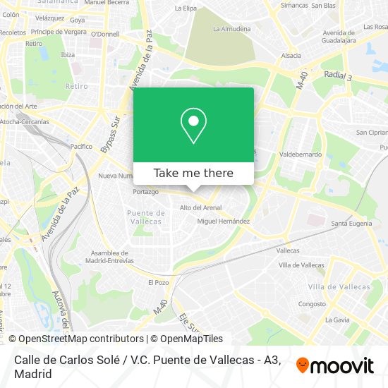 Calle de Carlos Solé / V.C. Puente de Vallecas - A3 map