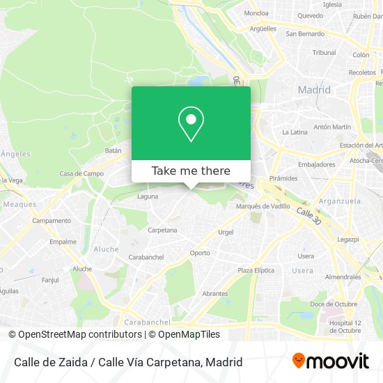 mapa Calle de Zaida / Calle Vía Carpetana
