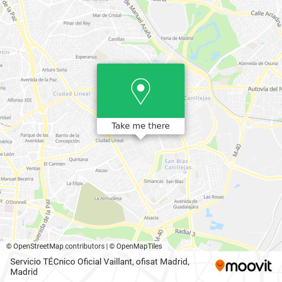 mapa Servicio TÉCnico Oficial Vaillant, ofisat Madrid