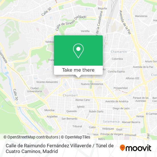 mapa Calle de Raimundo Fernández Villaverde / Túnel de Cuatro Caminos