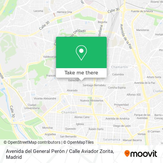 mapa Avenida del General Perón / Calle Aviador Zorita