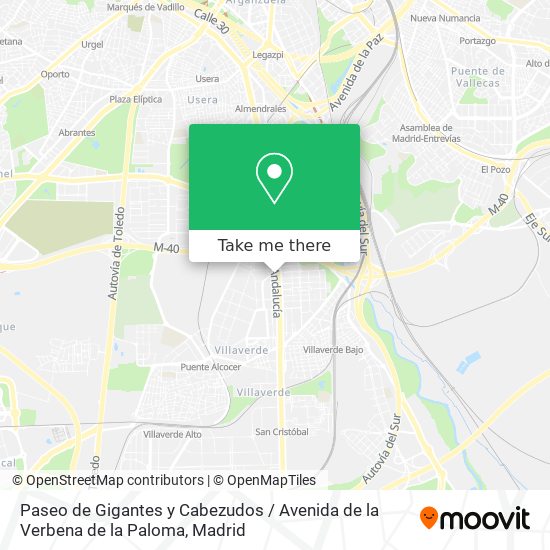 mapa Paseo de Gigantes y Cabezudos / Avenida de la Verbena de la Paloma