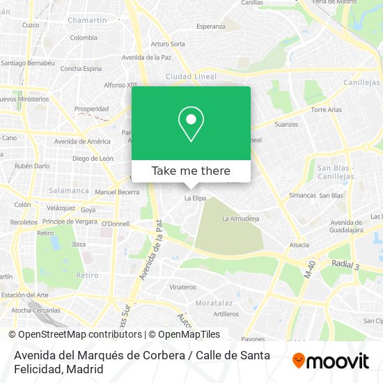 Avenida del Marqués de Corbera / Calle de Santa Felicidad map
