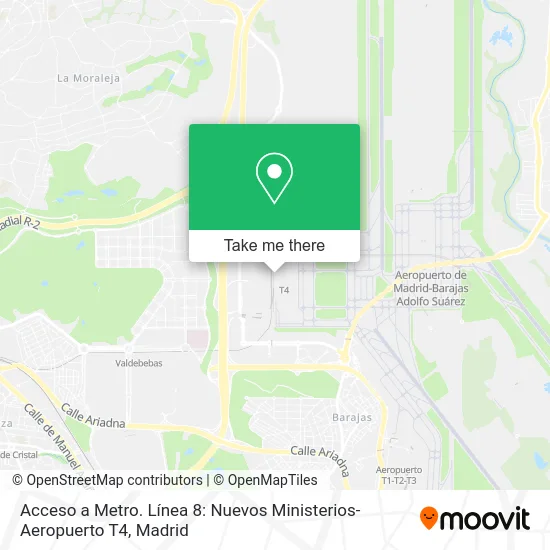 Acceso a Metro. Línea 8: Nuevos Ministerios-Aeropuerto T4 map