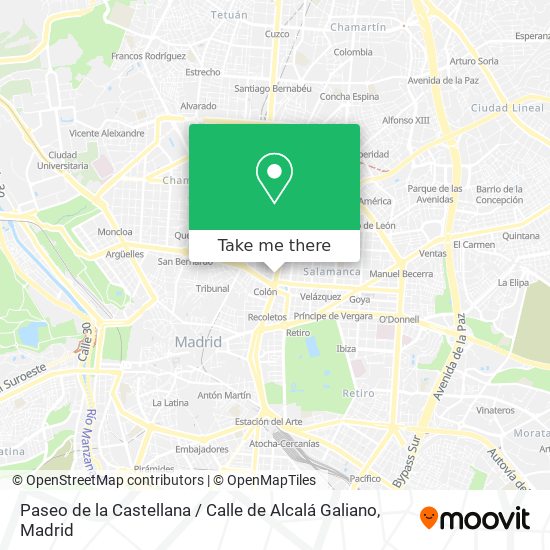 mapa Paseo de la Castellana / Calle de Alcalá Galiano