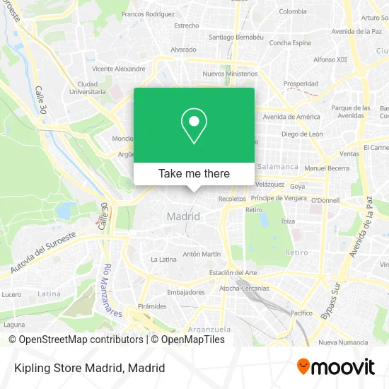 Kipling Store Madrid map