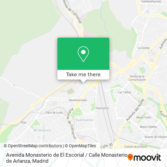Avenida Monasterio de El Escorial / Calle Monasterio de Arlanza map