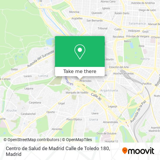 mapa Centro de Salud de Madrid Calle de Toledo 180