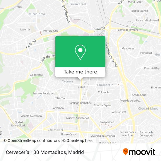 mapa Cervecería 100 Montaditos