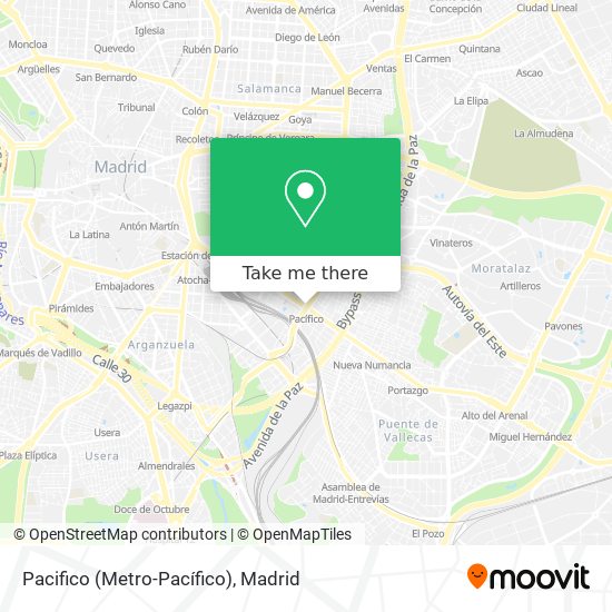 How to get to Pacifico (Metro-Pacífico) in Madrid by Bus, Metro or Train?