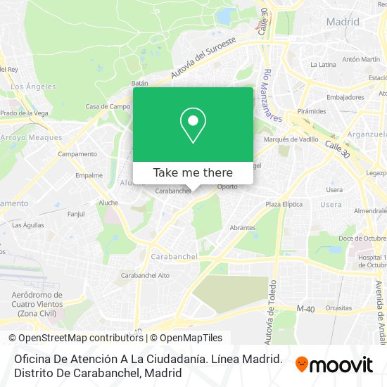 Oficina De Atención A La Ciudadanía. Línea Madrid. Distrito De Carabanchel map
