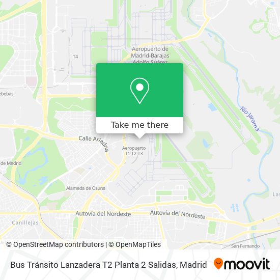 Bus Tránsito Lanzadera T2 Planta 2 Salidas map