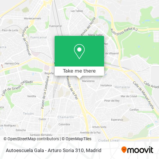 mapa Autoescuela Gala - Arturo Soria 310