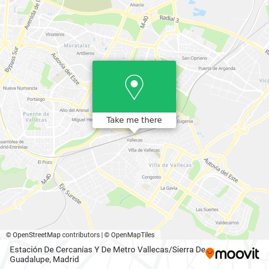 mapa Estación De Cercanías Y De Metro Vallecas / Sierra De Guadalupe