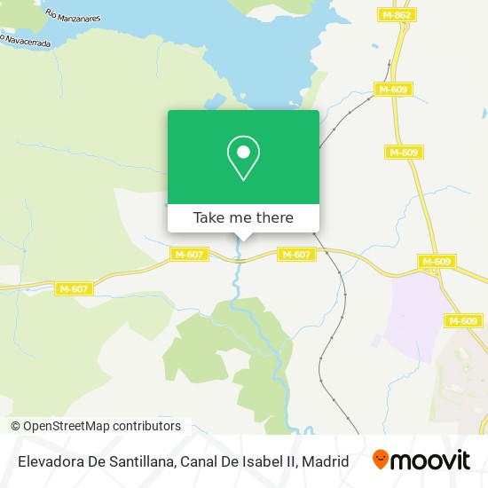 Elevadora De Santillana, Canal De Isabel II map