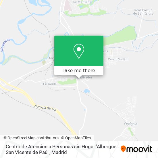 mapa Centro de Atención a Personas sin Hogar 'Albergue San Vicente de Paúl'