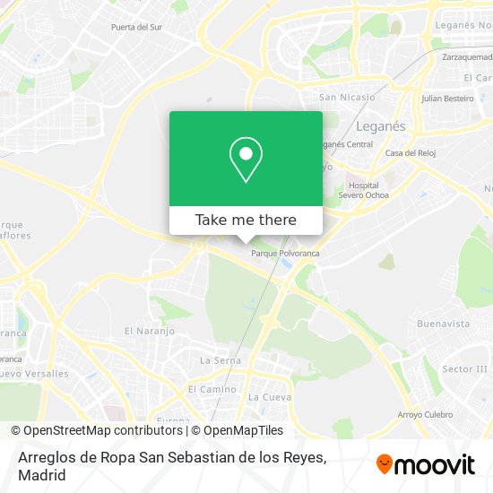 to get to Arreglos de Ropa San Sebastian de los in Leganés by Metro or Train?