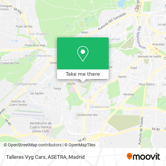 mapa Talleres Vyg Cars, ASETRA