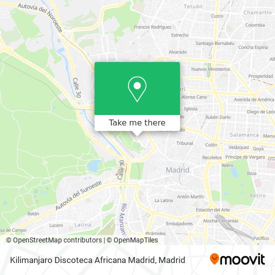 Kilimanjaro Discoteca Africana Madrid map