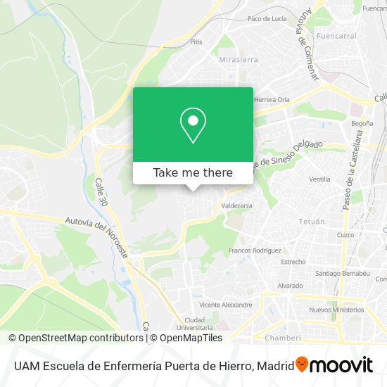 UAM Escuela de Enfermería Puerta de Hierro map