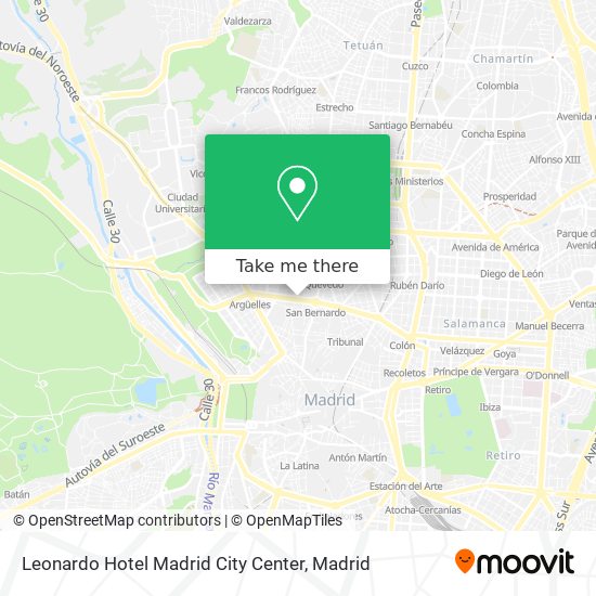 Leonardo Hotel Madrid City Center map