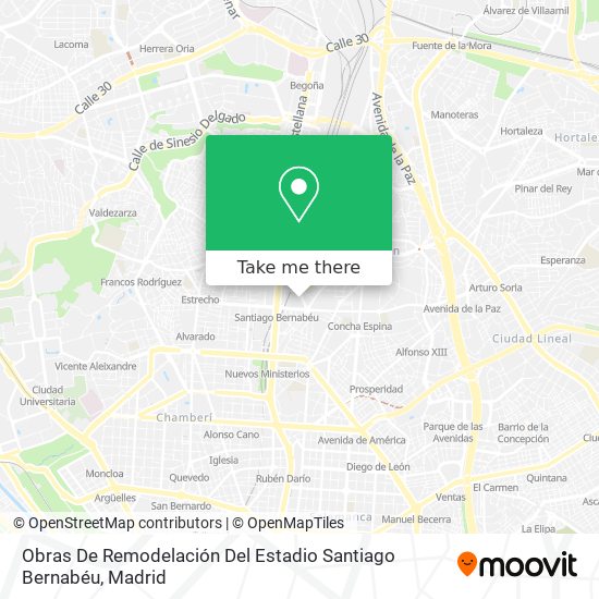 Obras De Remodelación Del Estadio Santiago Bernabéu map