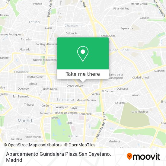 Aparcamiento Guindalera Plaza San Cayetano map