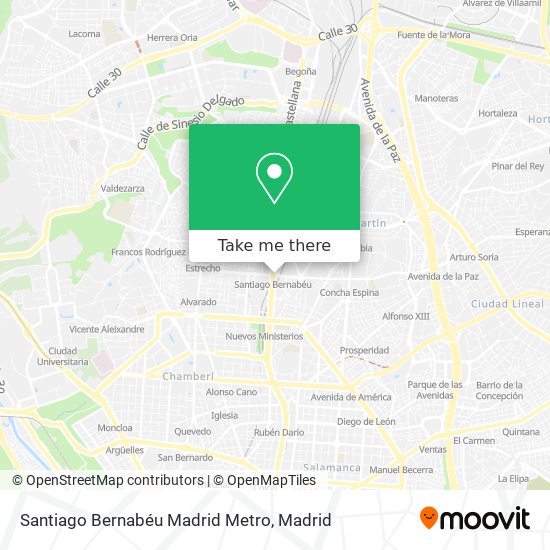 Santiago Bernabéu Madrid Metro map