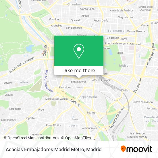 Acacias Embajadores Madrid Metro map