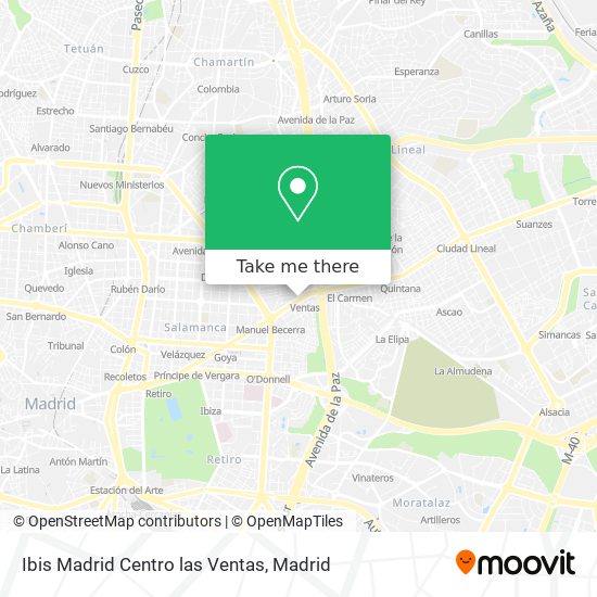 Ibis Madrid Centro las Ventas map