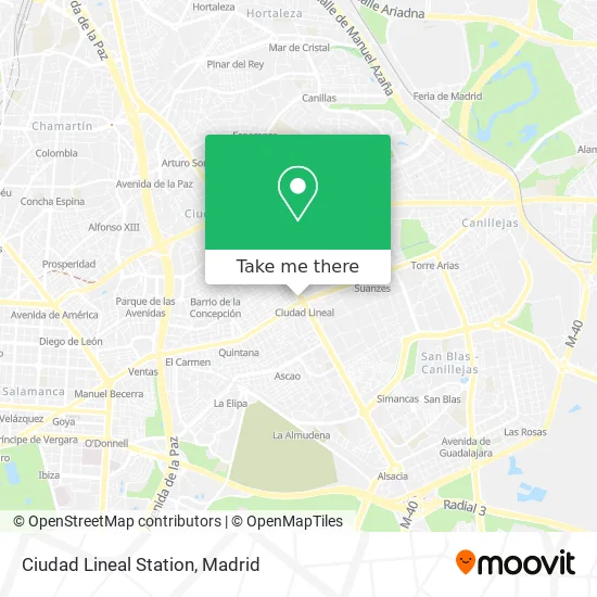 Ciudad Lineal Station map