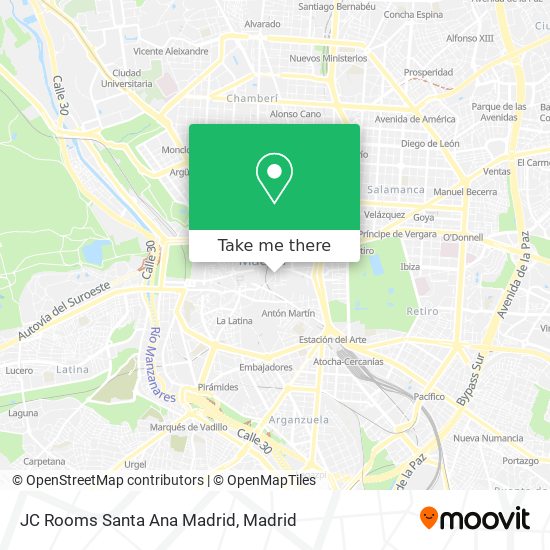 mapa JC Rooms Santa Ana Madrid