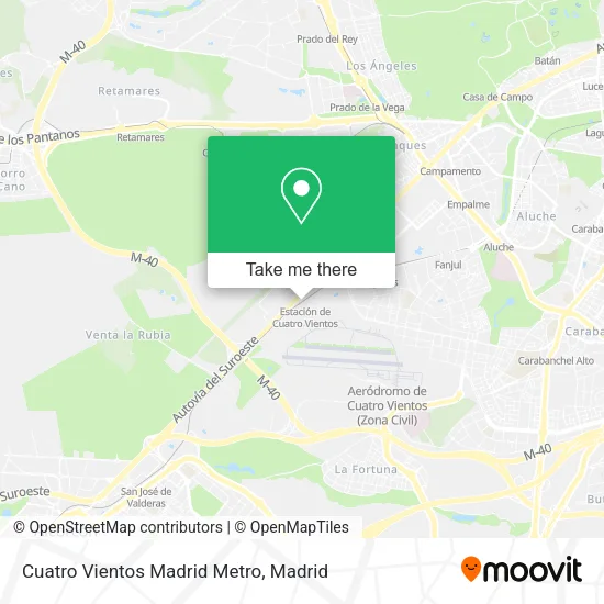 Cuatro Vientos Madrid Metro map