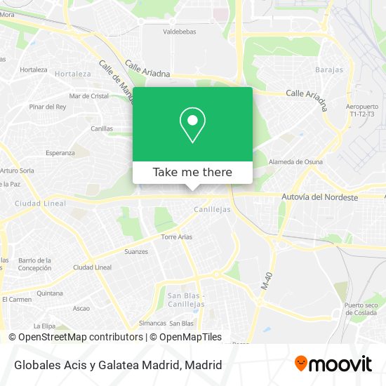 mapa Globales Acis y Galatea Madrid