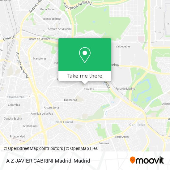 A Z JAVIER CABRINI Madrid map