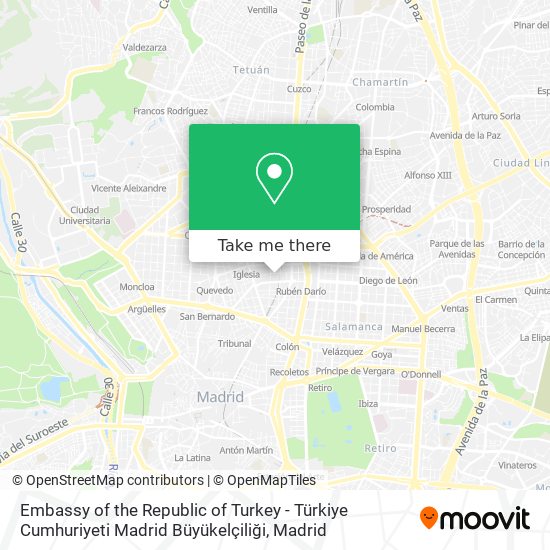 mapa Embassy of the Republic of Turkey - Türkiye Cumhuriyeti Madrid Büyükelçiliği
