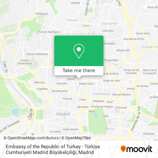 Embassy of the Republic of Turkey - Türkiye Cumhuriyeti Madrid Büyükelçiliği map