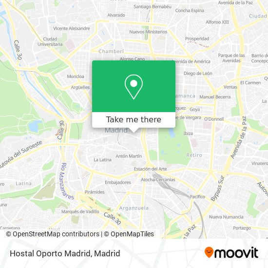 Hostal Oporto Madrid map