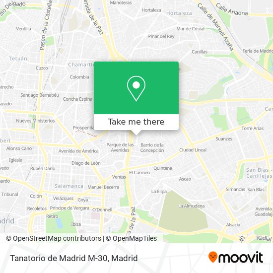 Tanatorio de Madrid M-30 map