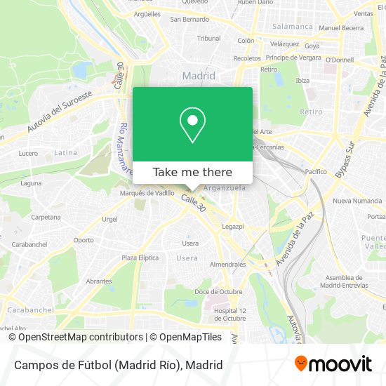 mapa Campos de Fútbol (Madrid Río)