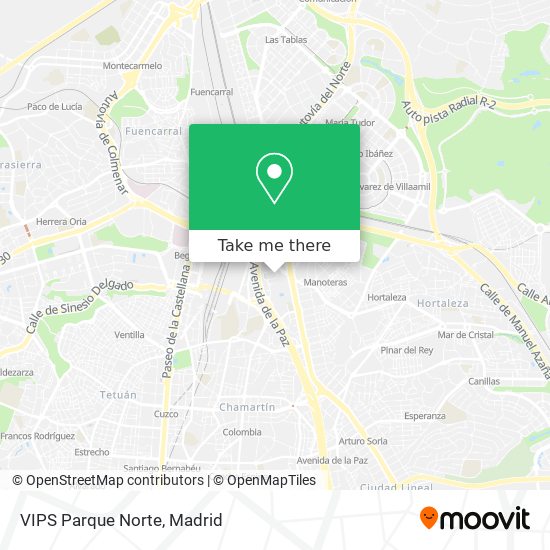 VIPS Parque Norte map