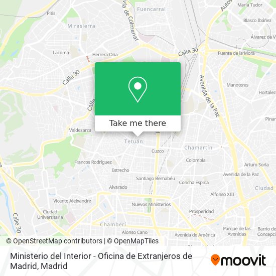 Ministerio del Interior - Oficina de Extranjeros de Madrid map