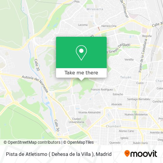 mapa Pista de Atletismo ( Dehesa de la Villa )