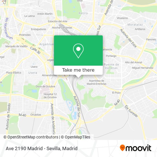 Ave 2190 Madrid - Sevilla map