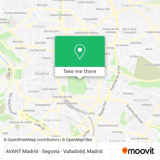 AVANT Madrid - Segovia - Valladolid map