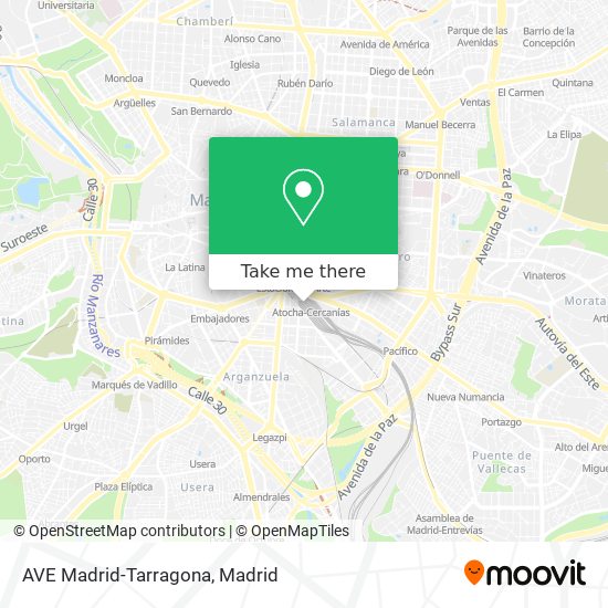 AVE Madrid-Tarragona map