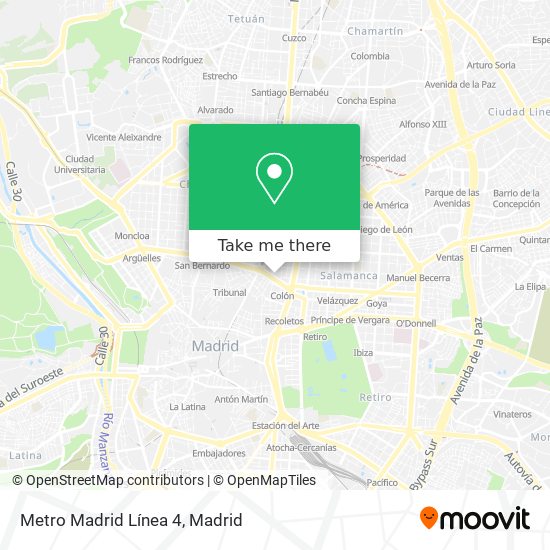 Metro Madrid Línea 4 map