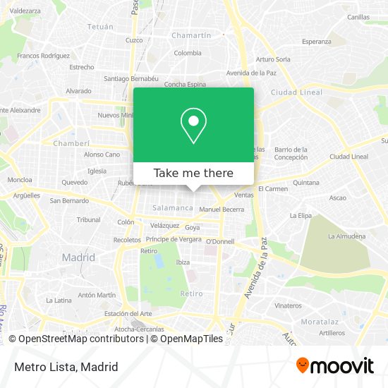 How to get to Metro Lista in Madrid by Metro, Bus, Train or Light Rail?