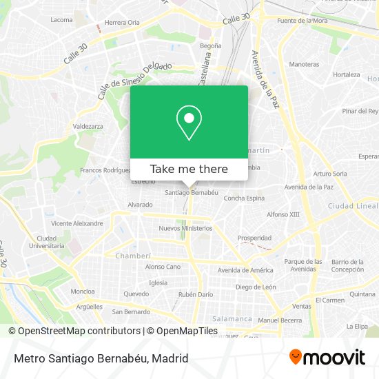 Metro Santiago Bernabéu map